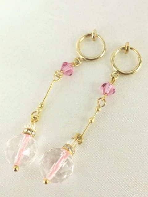 光る キラキラ天然水晶 スワロフスキー使用 イヤリング 女性アクセサリー 時計 新品 中古のオークション モバオク